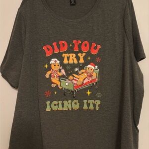 SHEIN Gray Graphic Tee with Colorful Print